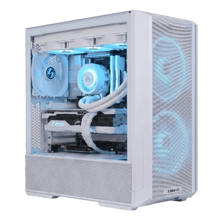 Игровой компьютер ICON White в белом корпусе с голубой подсветкой